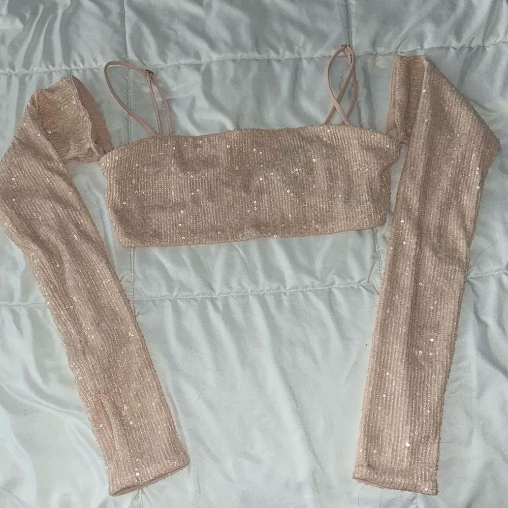 NBD Pink top with removable sleeves M